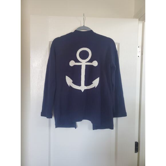 Talbots Anchor Navy Blue Cashmere Blend Open Cardigan Sweater, Petite Size XS - Picture 6 of 9